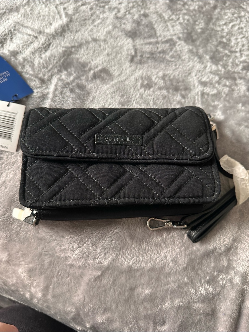 Vera Bradley All in One Crossbody RFID Travel Wallet Wristlet - Black Clean NWT